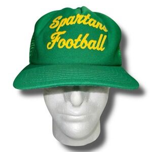 Vintage Spartans Football Trucker Hat M/L 80s NEW ERA Script Snapback USA Made